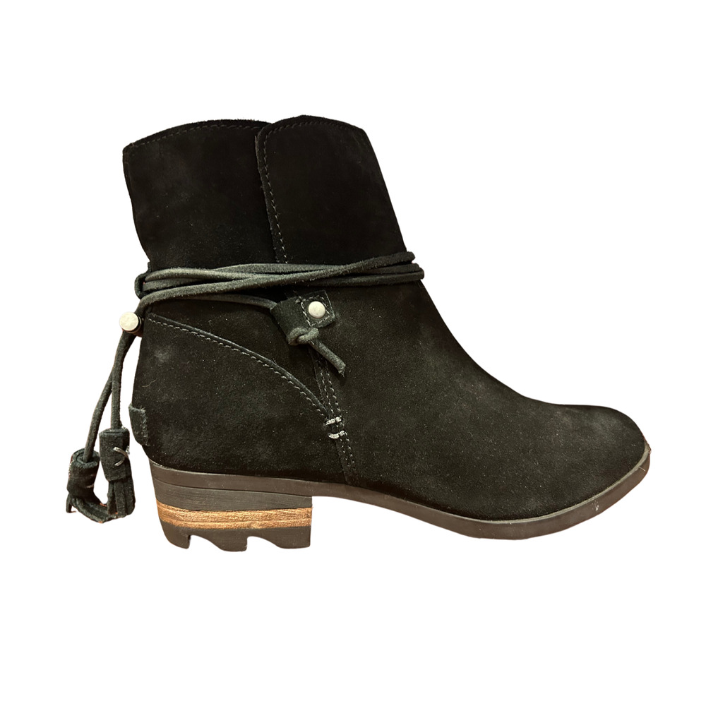 Sorel Farrah Black Waterproof Suede Ankle Boot Womens Size 9